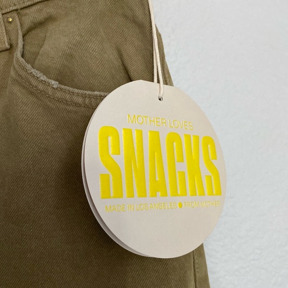 Mother Snacks High Waisted Double Stack Ankle Straight Leg Jeans Army Green 25 - Picture 7 of 14